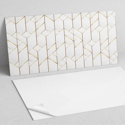 Coloray Wandpanelen Zelfklevend - Geometrisch lijnpatroon PVC Wandpaneel - 100 cm x 50 cm - Wit Wandbekleding Zelfklevend - 1 stuk - Texturen Wandpanelen Zelfklevend - Keuken Wandpanelen - Wandpanelen Badkamer