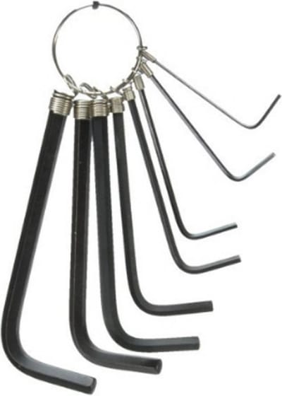 Set van 8 inbussleutels - Met sleutelring - Voor binnenzeskant - Inbussleutelset - Torx gereedschap - Zwart