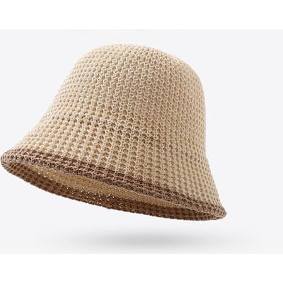 Lente en Herfst Koreaanse Hoed voor Dames Veelzijdige Gebreide Gehaakte Vissershoed Ademend Zonbescherming Zonnehoed Kleine Bekken Hoed 52-56cm beige