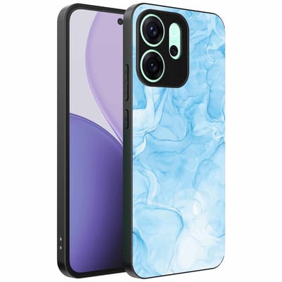 Geschikt voor Oppo Reno 14 F Telefoonhoesje met marmer opdruk - TPU backcover case marble design - Lichtblauw - Smartphonica geschikt voor Oppo Reno 14 F