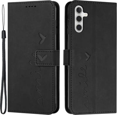 Coverup Hoesje - Geschikt voor Samsung Galaxy A13 5G / A04s Hoesje - Coverup Smile Book Case - Zwart