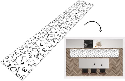 Keukenloper - Loper keuken - Nummer - Cijfers - Patronen - Zwart wit - 300x50 cm - Keukenloper vinyl