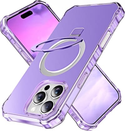 Coverup Hoesje - Geschikt voor iPhone 16 Pro Max Hoesje - Coverup ShockProof TPU Back Cover met MagSafe Compatible Ring Kickstand - Paars