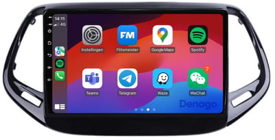 CarPlay autoradio geschikt voor Jeep Compass (2017 t/m 2020) | 9 inch | Android 13 | Draadloos Apple CarPlay & Android Auto | 2GB + 32GB | QuadCore processor | Denago DNG-A122 | 2025 model | 2017 2018 2019 2020 | Bluetooth & Wifi