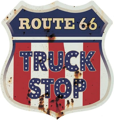 Signs USA - Schild - Route 66 - Truck Stop - 39 x 37 cm
