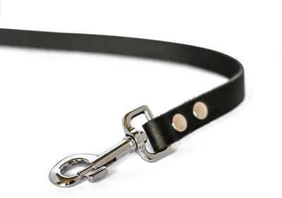 Cooper & Quint No Fuss Hondenriem Leer - Zwart - Smal - 140cm - Zilver