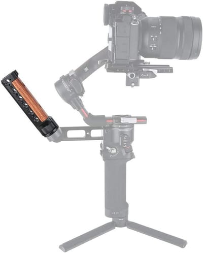 Houten Handgreep voor DJI RS 2 met Draadgaten en Koudschoenmontage voor Stabilisatie en Filmen
