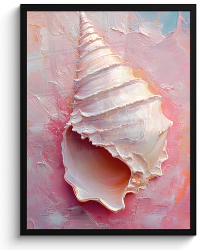 Poster in lijst - Fotolijst 50x70 cm - Posters - Schelp - Pastel - Pink - Posterlijst zwart - Decoratie - Wanddecoratie woonkamer - Muurdecoratie slaapkamer