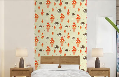 Behang - Fotobehang Patronen - Paddestoel - Oranje - Breedte 150 cm x hoogte 240 cm