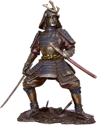 Veronese Design - Japanse Samoerai gebronsd beeld - (hxbxd) ca. 23 cm 19 cm x 7,5 cm