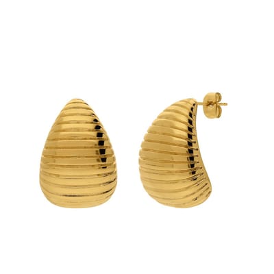 Lucardi Dames Stainless steel goldplated oorknoppen druppel - Oorbellen - Staal - Goudkleurig