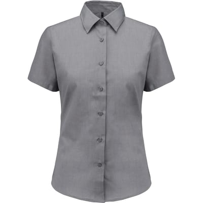 Kariban Overhemd in onderhoudsvriendelijk polykatoen-popeline korte mouwen dames K548 - Marl Storm Grey - XL