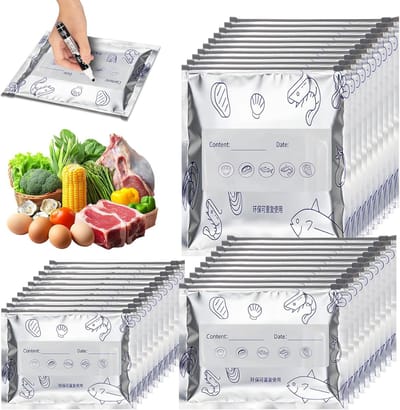 Vriezerzakken 30 stuks - Robuuste aluminium folie - Herbruikbaar en lekvrij - Perfect voor vlees en groenten - SnelShoppen