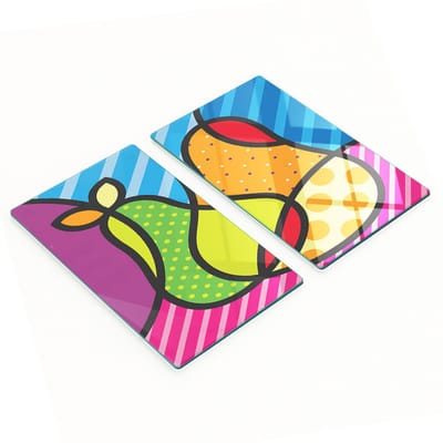 Keukenplanken van gehard glas met pop-art perenmotief, 2x30x52 cm