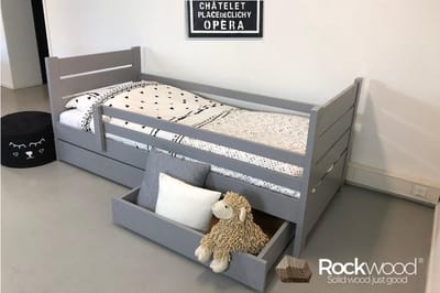 Rockwood® Kinderbed Milly en Mo Grijs met lattenbodem, matras en bedtextielpakket