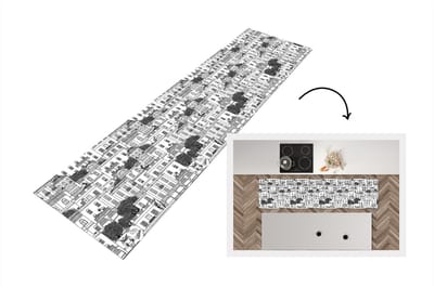 Keukenloper - Loper keuken - Patronen - Athene - Huis - 200x50 cm - Keukenloper vinyl