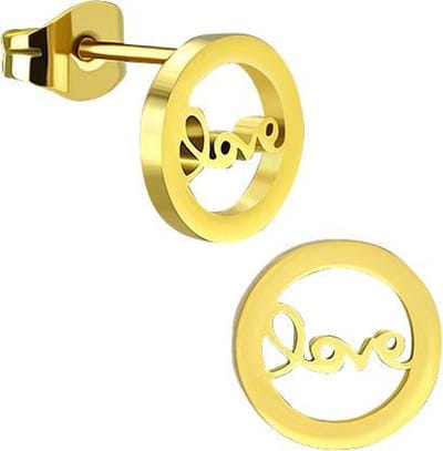 Amanto Oorbellen Dores B - 316L Staal - Love - Liefde - Ø10mm