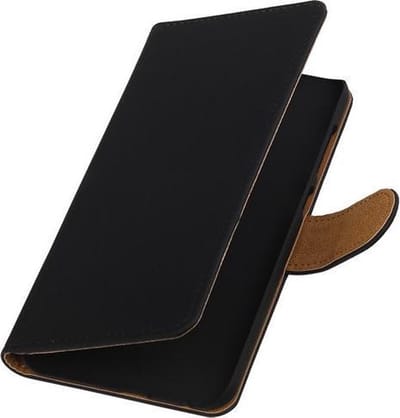 Zwart Effen Booktype Samsung Galaxy Ace 2 Wallet Cover Hoesje