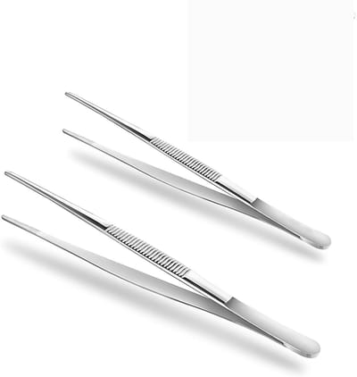 TOVBMUP Set van 2 - Metalen keukenpincet - 20 cm & 30 cm - Professionele kookpincet - Duurzaam - Vlees - Grillpincet