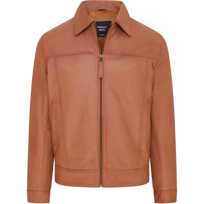 Heren bruin retro klassiek leren Harrington bikerjack - Drammen