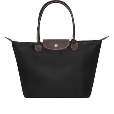 Nieuwe Nylon Strand Draagtas Mode Dames Handtas Tote Oxford Schoudertassen Vrouwelijke Waterdichte Dumplings Opvouwbare Boodschappentas 2024 S zwart