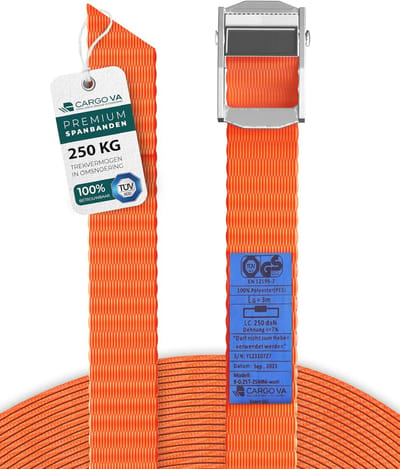 Robuuste spanbanden met klemsluiting - 250 kg capaciteit - lengtes van 0,5 m tot 5 m voor fiets, dakkoffer en motorfiets