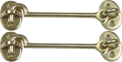 AMIG windhaak / windhaken - 2x - messing - goudkleur - L10 cm - D5 mm - met schroefoog
