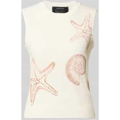 Tricottop met ronde hals en labeldetail