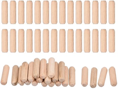 120 stuks houten pluggen 8 x 30 mm (0,31 x 1,18) gegroefde afgeschuinde uiteinden houten pluggen pinnen gedroogd hardhout voor houtbewerking meubels plank