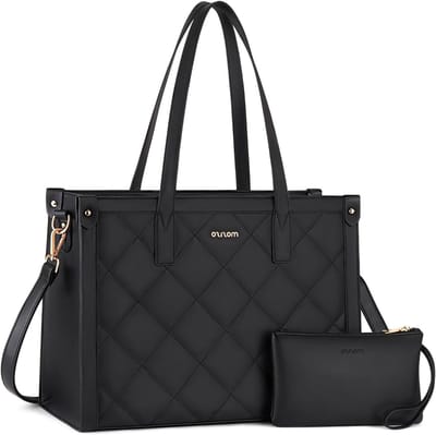 Laptoptas Dames - Schoudertas Werk - Zakelijk Gebruik - Waterproof PU Leer - 16 inch - Zwart