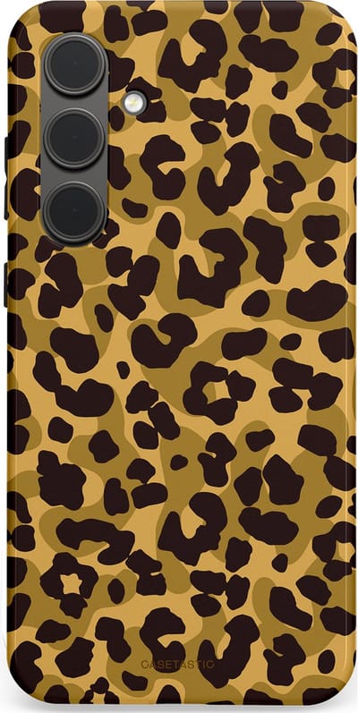 Casetastic hoesje geschikt voor Samsung Galaxy S24 Plus - Dubbellaagse bescherming - Jungle Panter - Fashion Case - Zwart Crème Beige