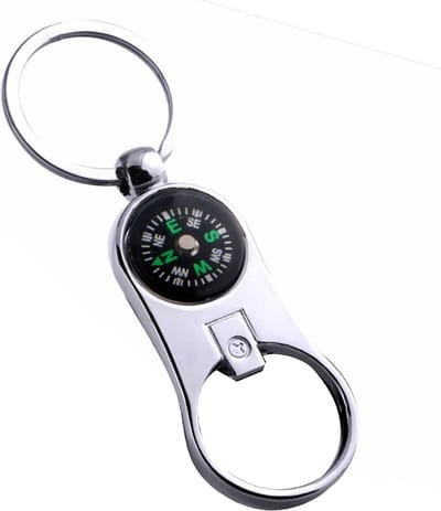 Fako Bijoux - Sleutelhanger Flesopener - Kompas - Zilverkleurig
