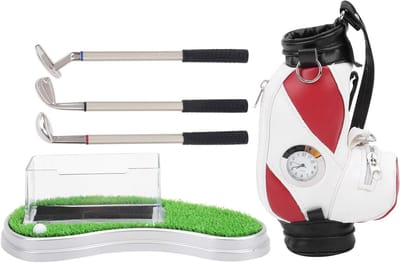 Golf Tas Penhouder - Bureau Set - Bureau Decoratie - Met Klok - 21 x 15 x 9 cm