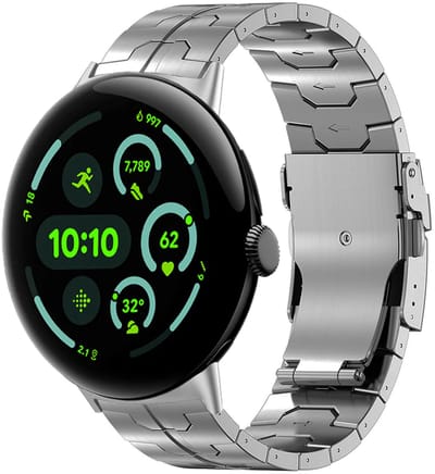 Strap-it Titanium 'Iron' bandje geschikt voor Google Pixel Watch 5 (45 mm) / 4 (45 mm) / 3 (45 mm) - Zilver