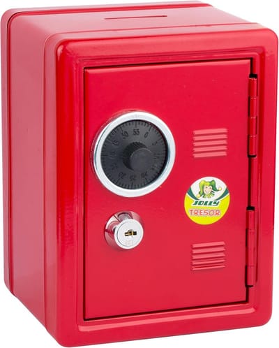 Kluis Spaarpot - Afsluitbare Kassa - Waardevolle Spullen Bewaren - Dubbel Slot Systeem - 16.5 cm Hoog - Rood