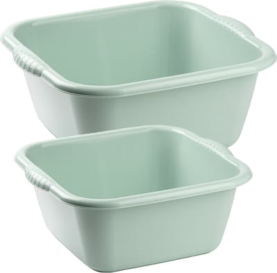 Forte Plastics Afwasbak teil - set van 2 formaten - 10 en 15 liter - mint groen - kunststof