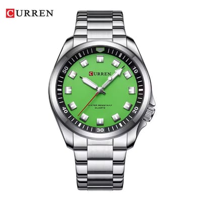 Curren Horloge – Heren – Zilverkleurig met Groene Wijzerplaat – Model 8451 – Stoer Herenhorloge – Luxe Cadeau