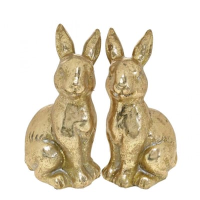 Konijn / haas - Set van 2 - Pasen - Goudkleurig - Paasdagen - Voorjaar - Konijnen / Hazen - Woon - Wonen - Woonaccessoire - Woonaccessoires - Interieur - Decoratie - Deco - Luxe - Stijlvol - Goud - Gold - Styling - Modern - Lief - Hip - Setje - Mooi