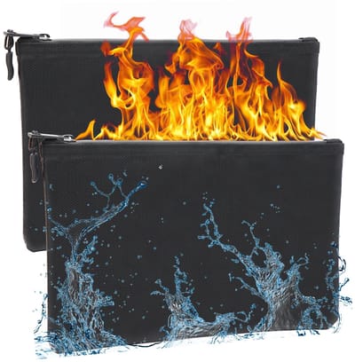 carmdering - Brandwerende Documentenzak - Vuurvaste Kluiszak - Brandwerende Tas - Bestand Tegen 1000°F - Volledig Waterdicht - Glasvezel En Siliconen - Lichtgewicht En Compact - Veilige Opbergoplossing - Set Van 2