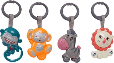 Speelgoedtopdeals - Rammelaar Hangspeeltje Buggyspeeltje - in Zak Aap Aap Leeuw Zebra