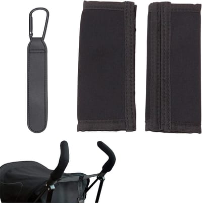 Universele Handgrepen Covers voor Kinderwagens, Zwarte Faux Leer, Comfortabele Armsteun Beschermers en Accessoires voor Kinderwagens