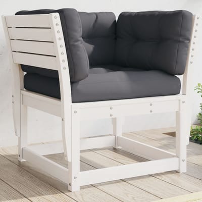 vidaXL - Tuinbank - met - armleuningen - en - kussens - massief - grenenhout - wit