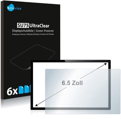 Savvies - Screenprotector voor Touch-Panel PC's met 6.5 inch-scherm [143 mm x 78 mm, 1:2] Folie Beschermfolie transparant 6 Stuks