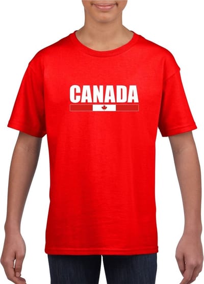 Rood Canada supporter t-shirt voor heren - Canadese vlag shirts 110/116