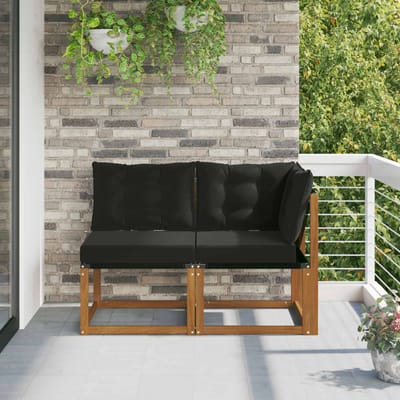 vidaXL - 2 - st - Outdoor - Midden- - en - Hoekbank - Naturel