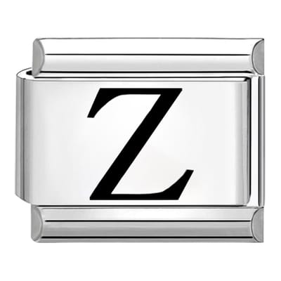 Quiges - Schakel - Bedel - 9mm - charms - Laser alfabet - letter Z - Geschikt voor - armband - Schakelarmband - italy bedels armband