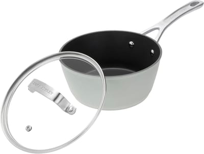 Gesmede Aluminium Steelpan - Kookpan met Deksel - Sauzen Maken - PFOA-Vrije Antiaanbaklaag - 16 cm 1.2L - Salieblad