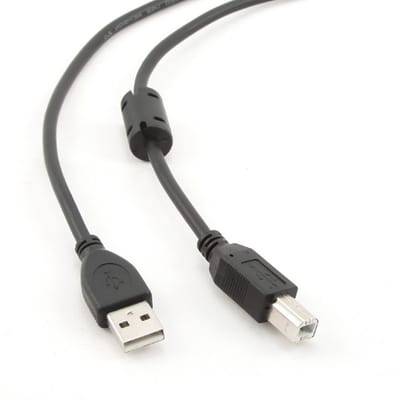 USB-A - USB-B kabel | ferrietkern | USB2.0 | 10W | zwart | 1,5 meter