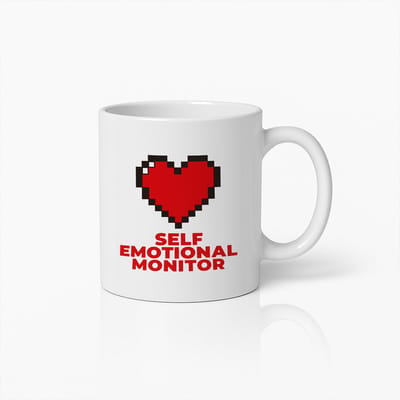 Self Emotional Monitor Mok 330ml – Pixel Hart Gaming Koffiebeker – Grappig Motiverend Cadeau voor Gamers & Zelfzorgliefhebbers