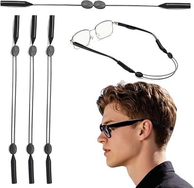 Set van 4 sportbrillenbandjes, verstelbare brillenbandjes, brillenbandjes voor dames, brillenbandjes voor heren, brillenbandjes voor sport, brillenketting, voor sport en zonnebrillen - 40cm